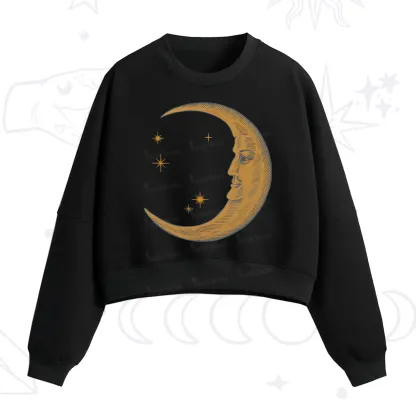 Purplehecate Celestial Moon Fleece Cropped Sweatshirt