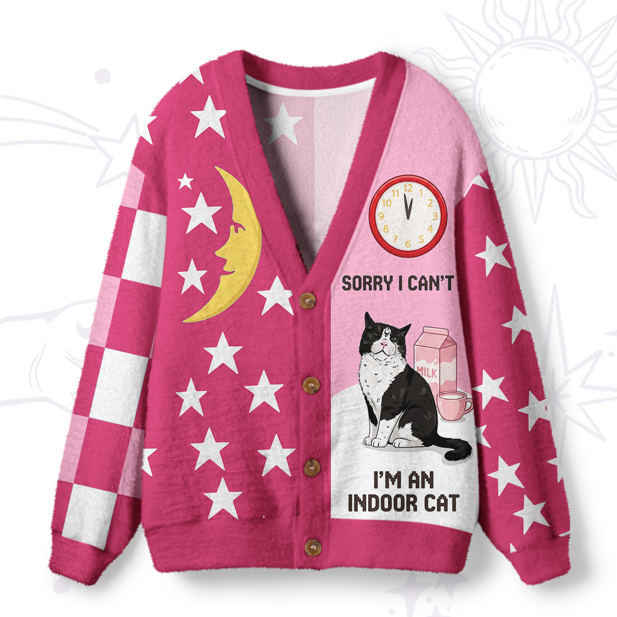 Purplehecate Sorry I Can't Go I'm an Indoor Cat Ugly Cardigan Sweaters
