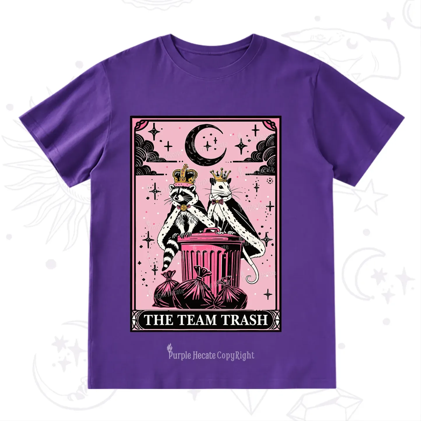 Purplehecate The Trash Kingdom's Tarot Opossum and Raccoon T-Shirt