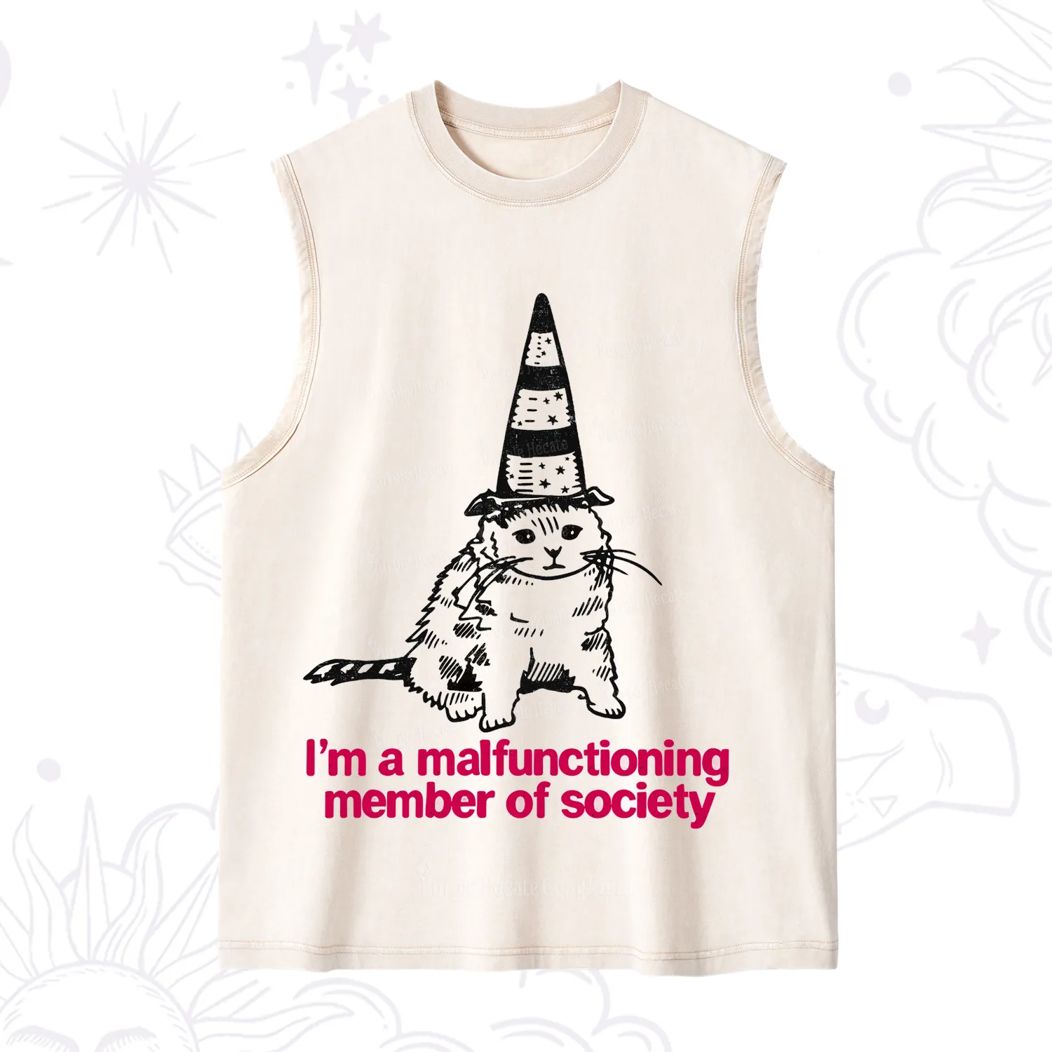 Purplehecate Social Anxiety Cat Washed Tank