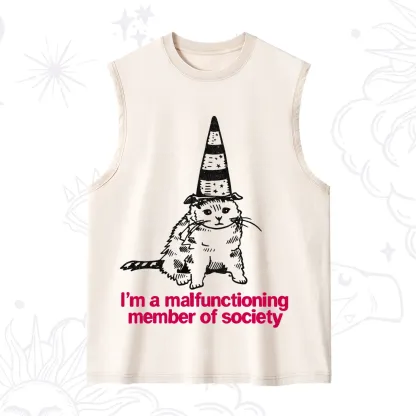 Purplehecate Social Anxiety Cat Washed Tank