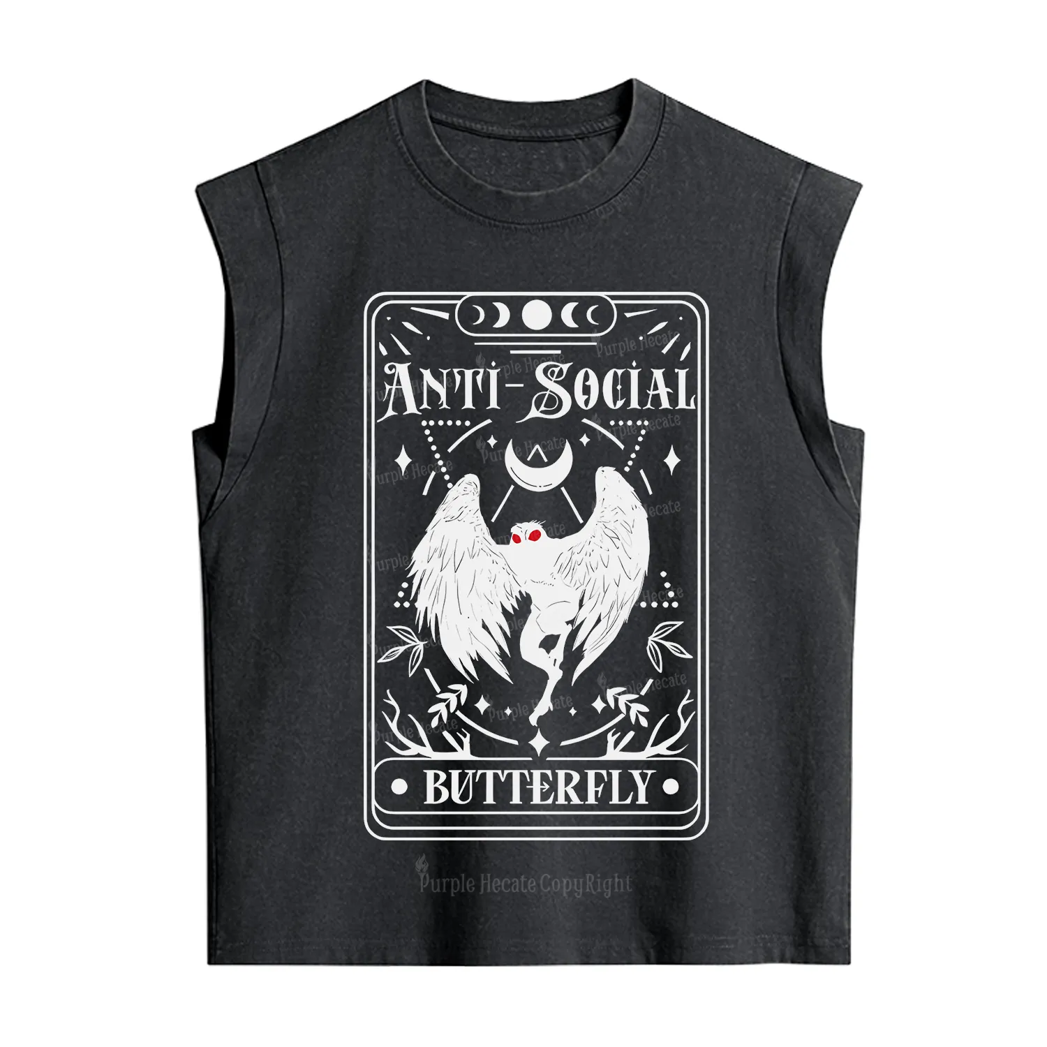 Purplehecate The Antisocial Butterfly Oracle Card Vintage Washed Tank