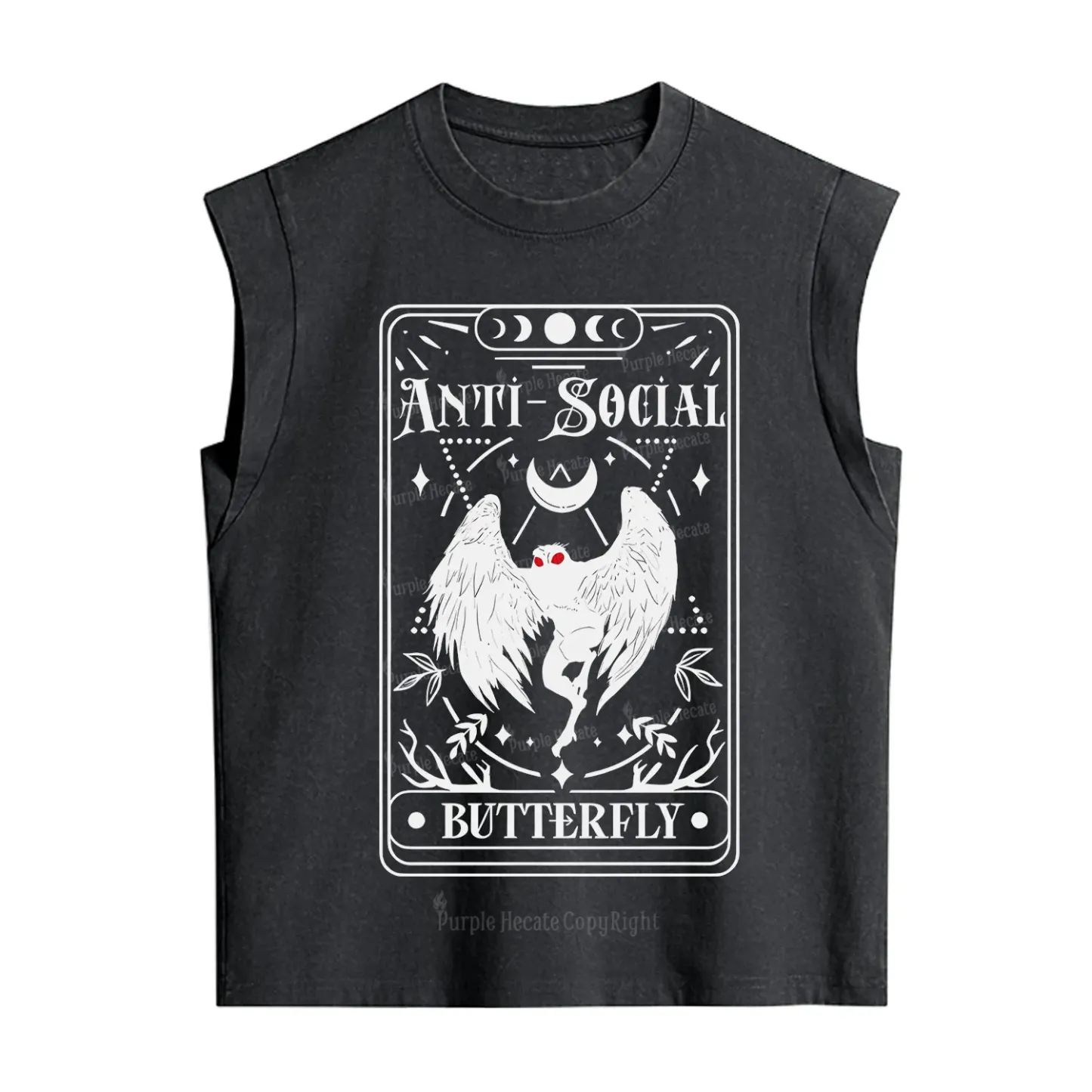 Purplehecate The Antisocial Butterfly Oracle Card Vintage Washed Tank