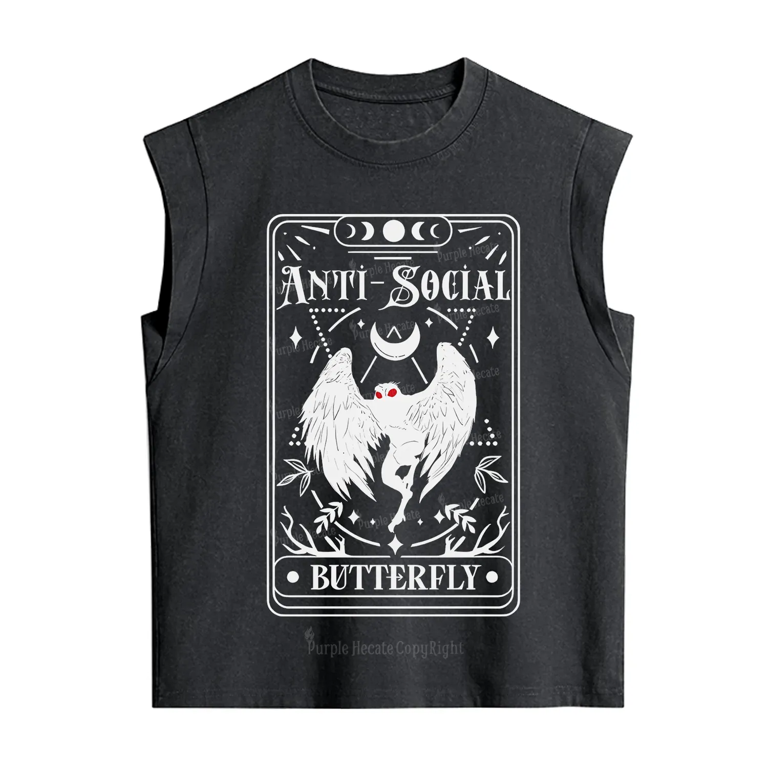 Purplehecate The Antisocial Butterfly Oracle Card Vintage Washed Tank