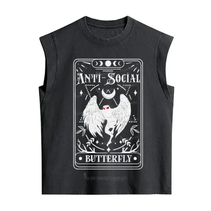 Purplehecate The Antisocial Butterfly Oracle Card Vintage Washed Tank