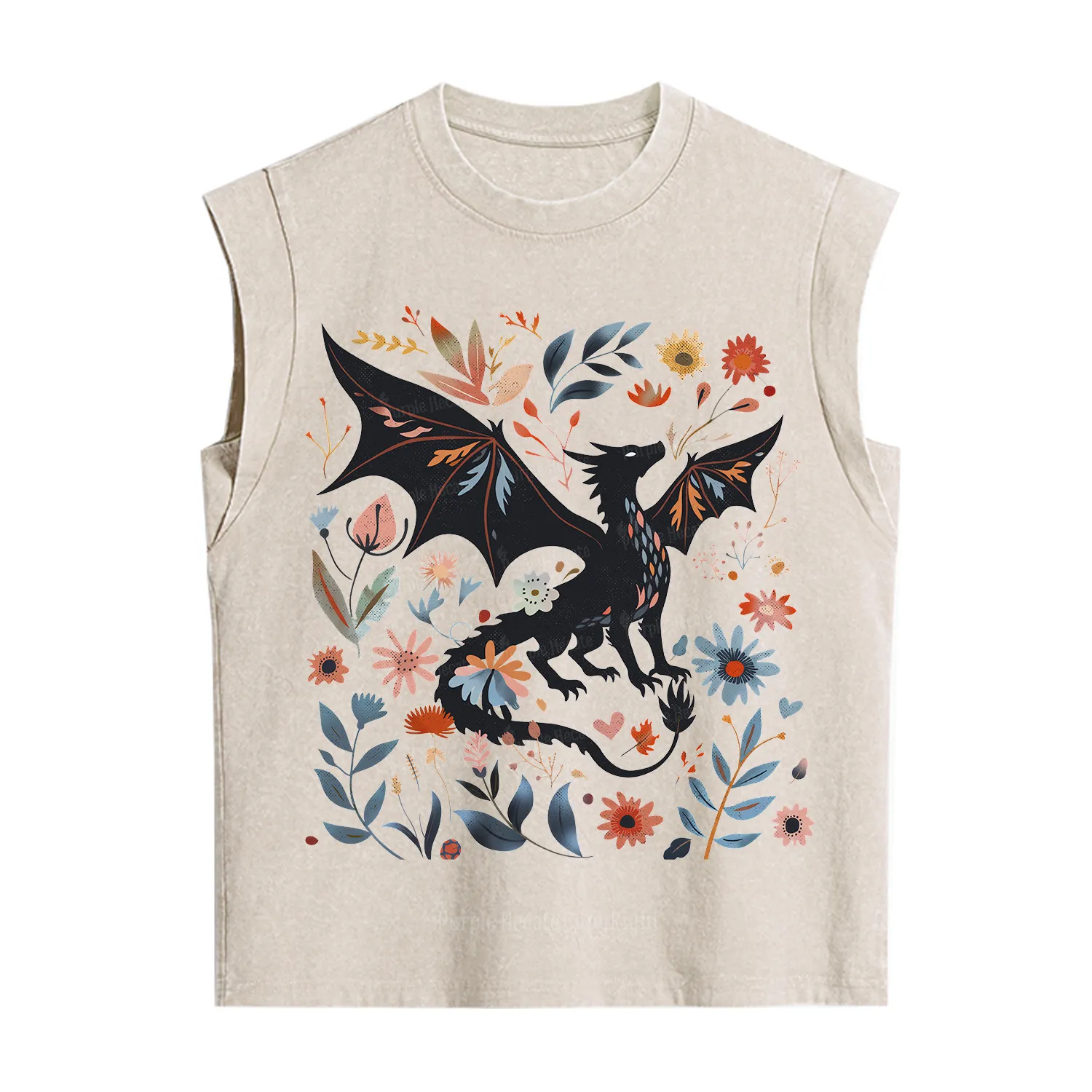 Purplehecate Vintage Fantasy Wyvern Bookish Vintage Washed Tank