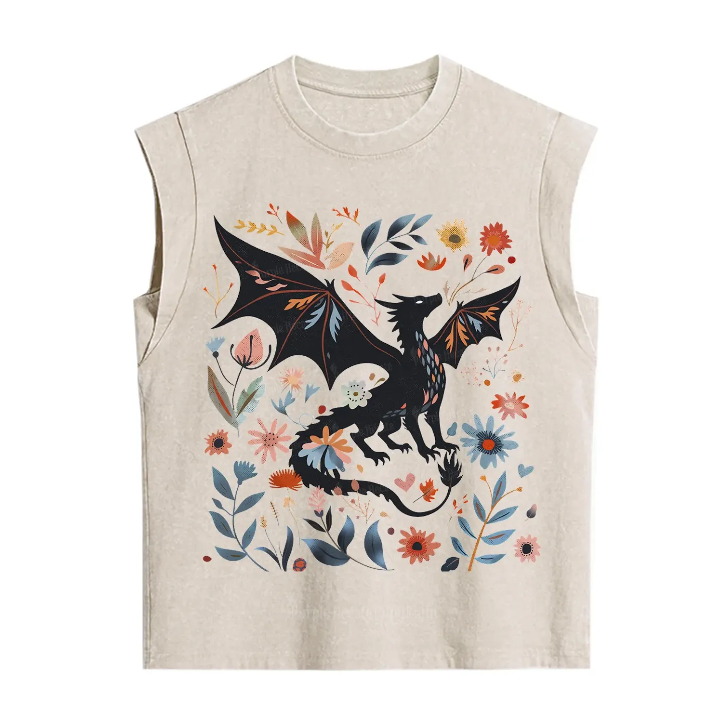 Purplehecate Vintage Fantasy Wyvern Bookish Vintage Washed Tank