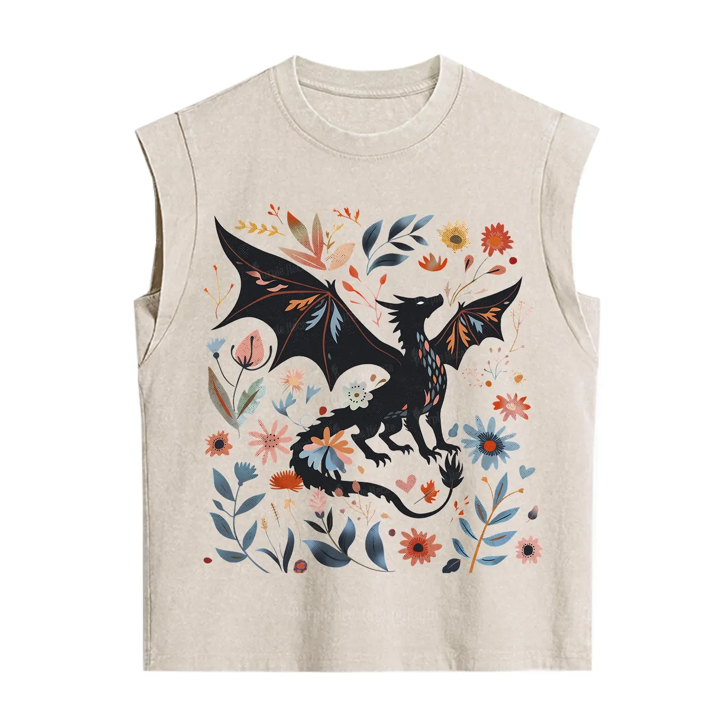 Purplehecate Vintage Fantasy Wyvern Bookish Vintage Washed Tank