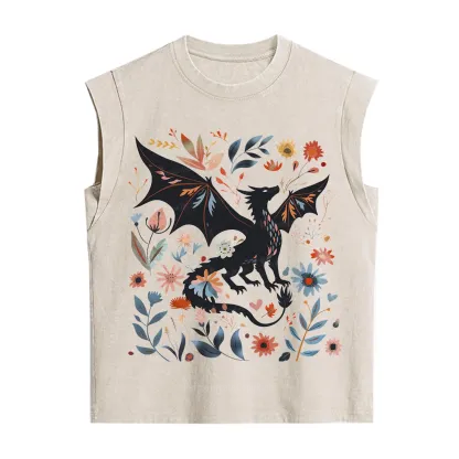 Purplehecate Vintage Fantasy Wyvern Bookish Vintage Washed Tank