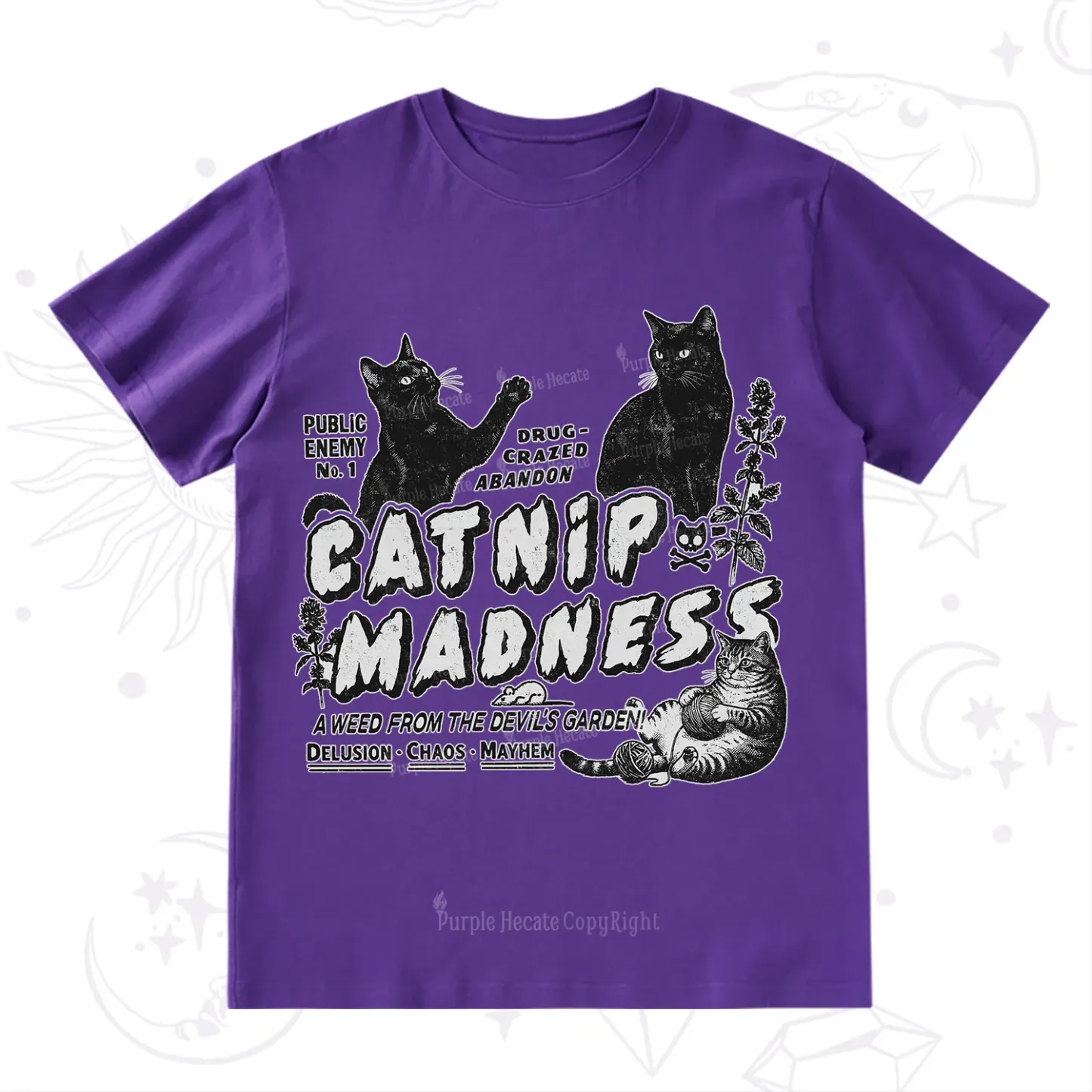 Purplehecate Catnip?Madness Cute?Cat T-Shirt