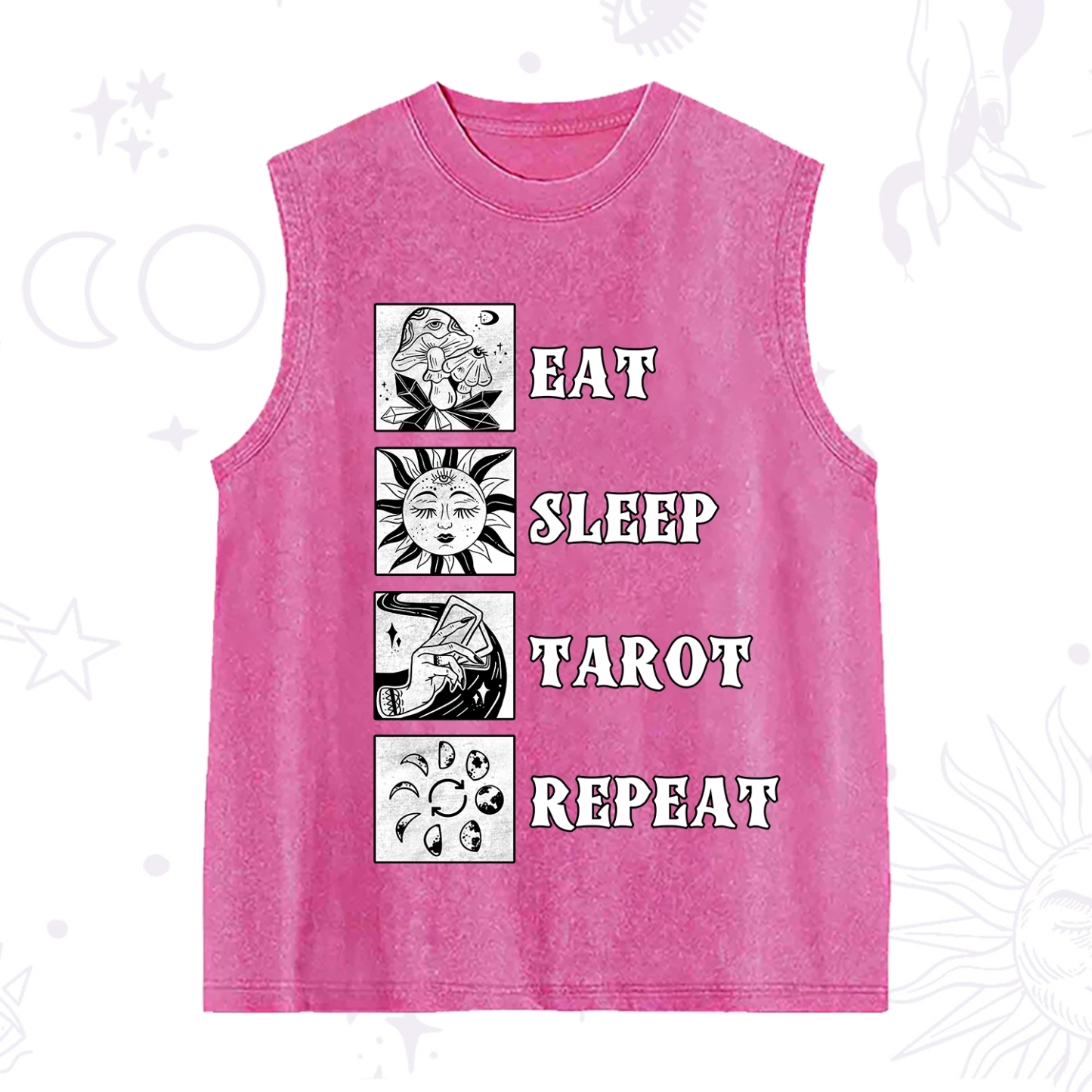 Purplehecate Eat Sleep Tarot Repeat Washed Tank