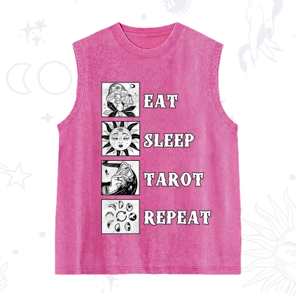 Purplehecate Eat Sleep Tarot Repeat Washed Tank