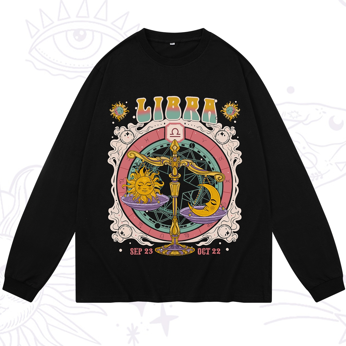 Purplehecate Libra Cosmic Zodiac Long Sleeve T-Shirt