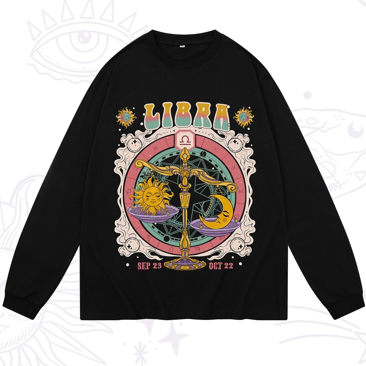 Purplehecate Libra Cosmic Zodiac Long Sleeve T-Shirt