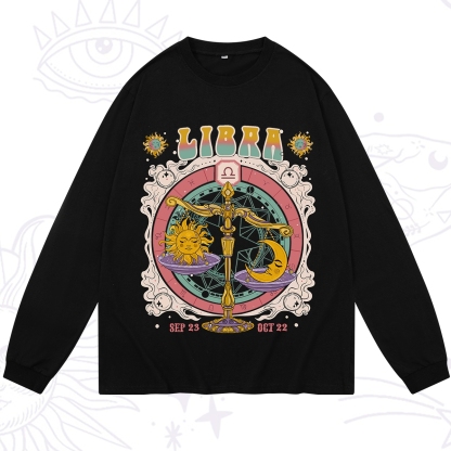 Purplehecate Libra Cosmic Zodiac Long Sleeve T-Shirt