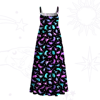 Purplehecate Neon Dino Dream Wide Straps Maxi Dress