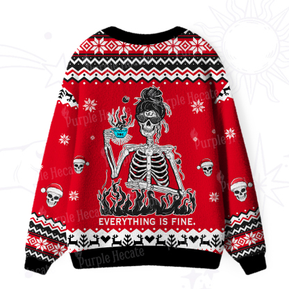 Purplehecate Everything Is Fine Ugly Cardigan Sweaters