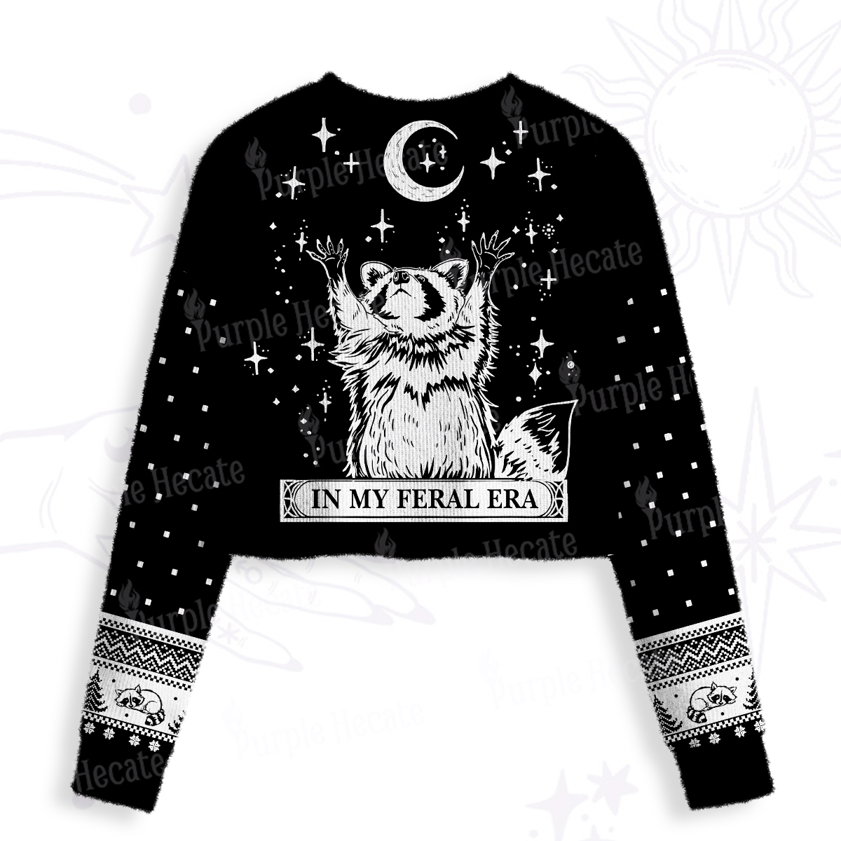 Purplehecate In My Feral Era Raccoon Crop Fuzzy Ugly Sweatshirt