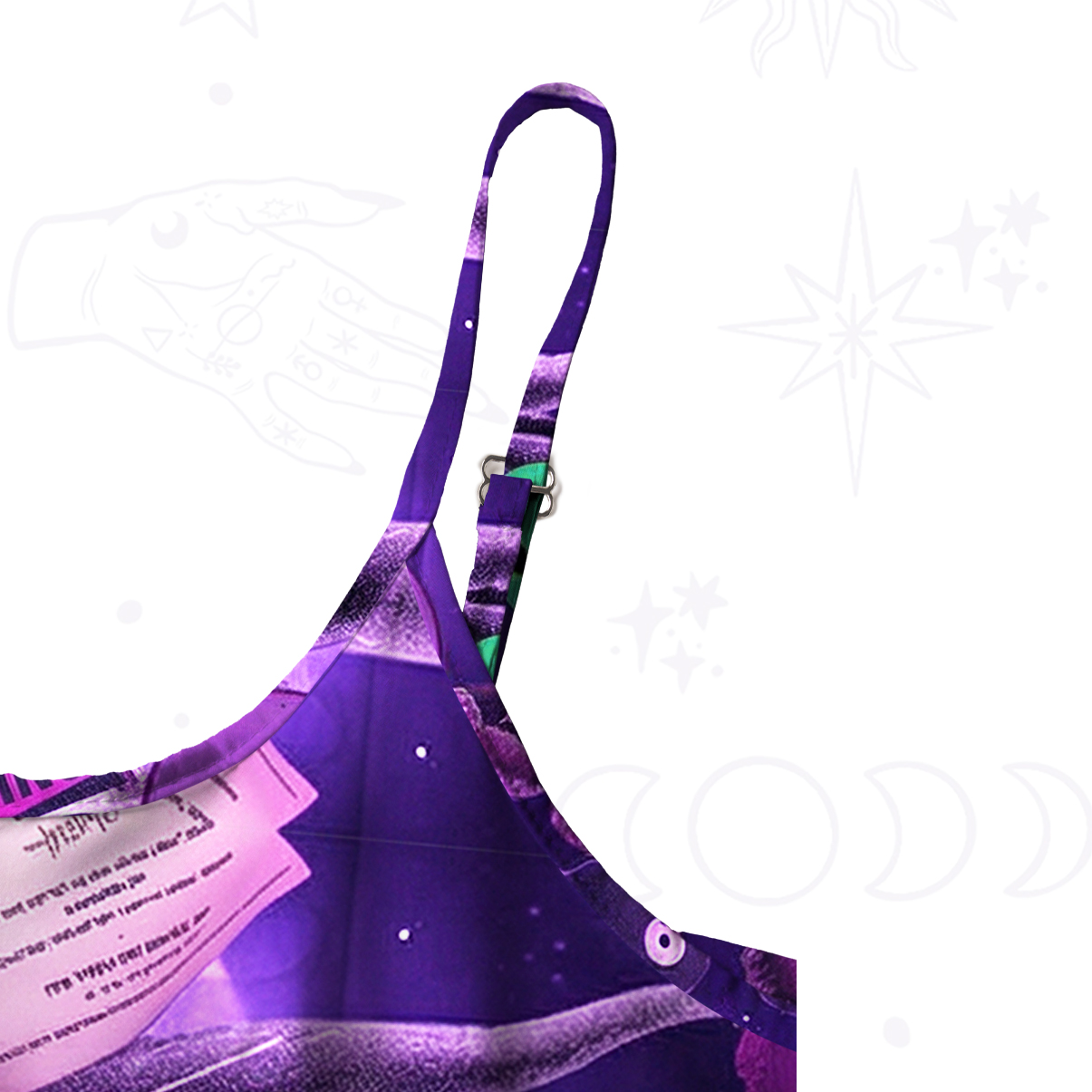 Purplehecate Cryptid Warning Collage Spaghetti Strap Midi Dress