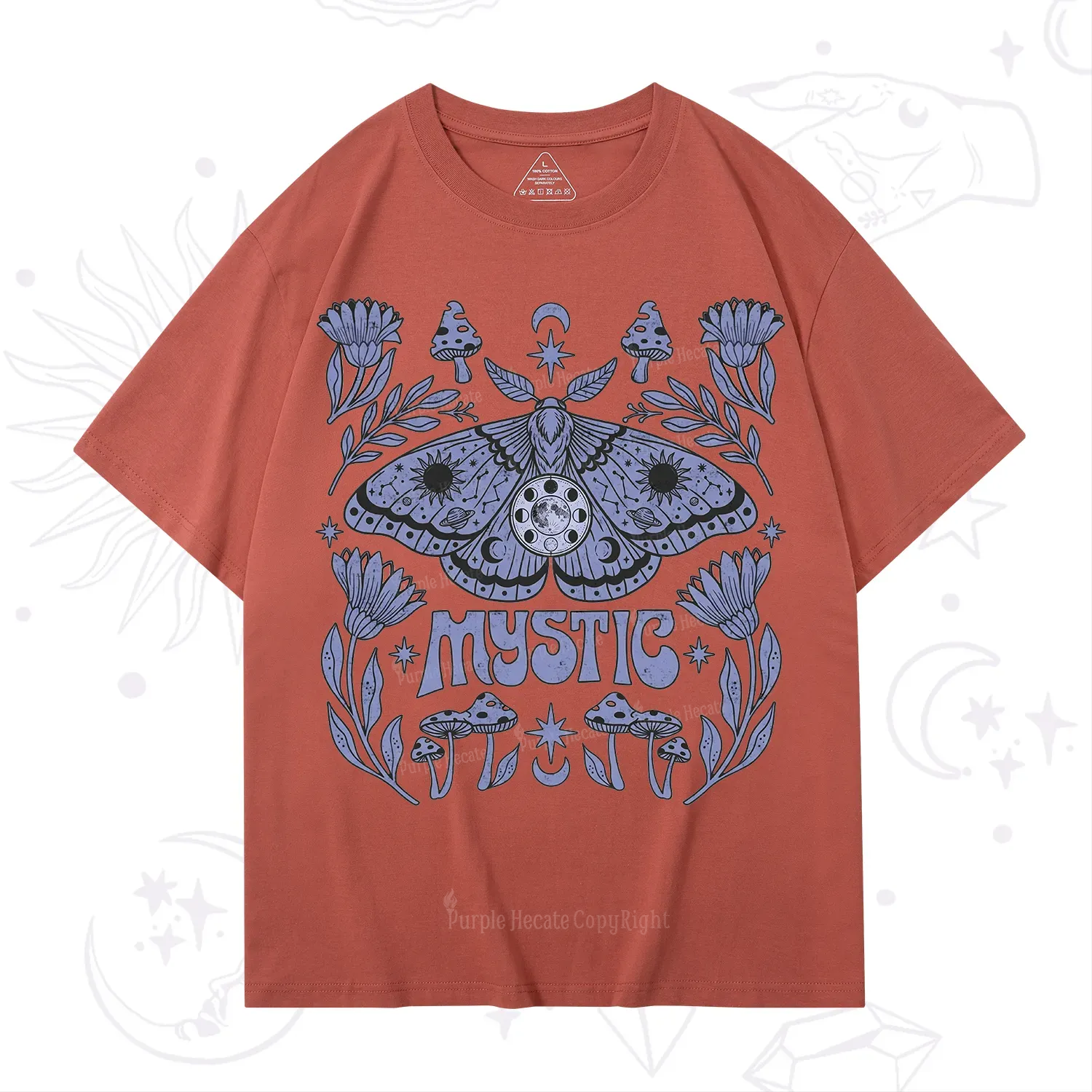 Purplehecate Celestial Moth Mushrooms T-Shirt