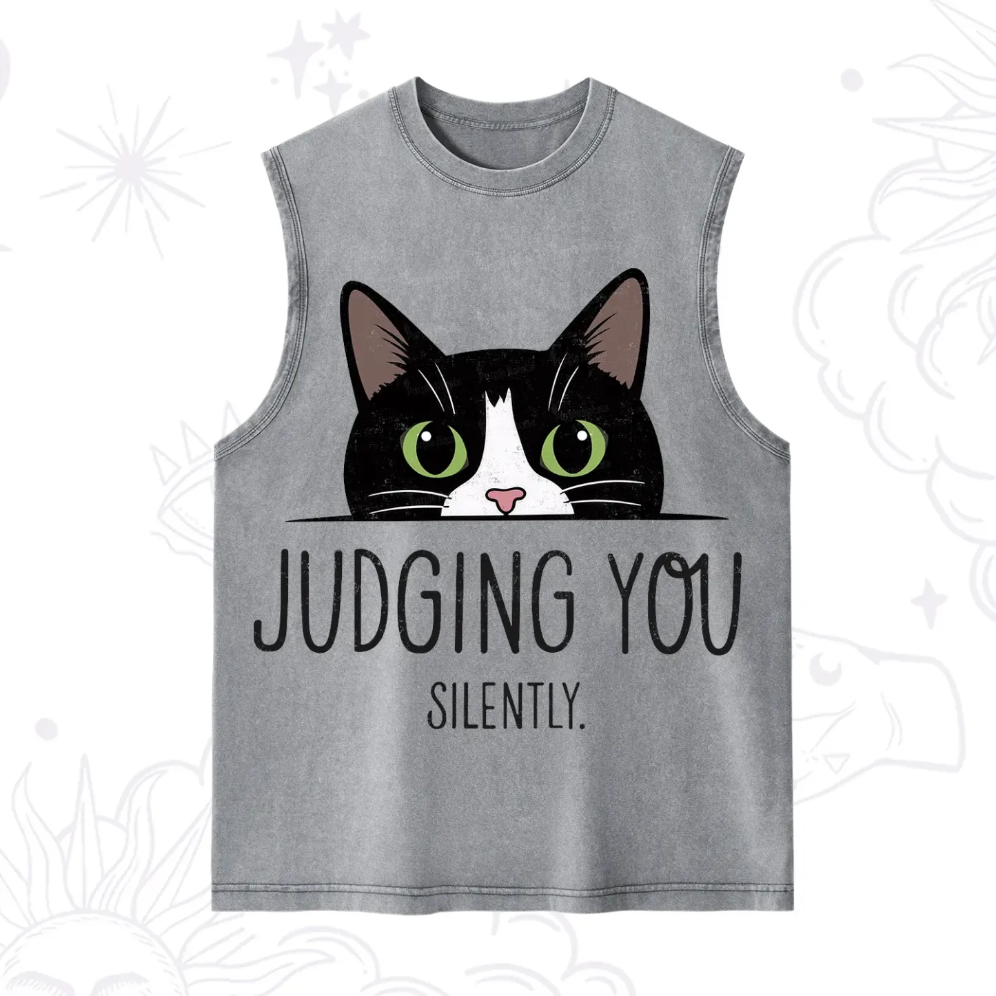 Purplehecate Cute Cat Judging You Silently Washed Tank