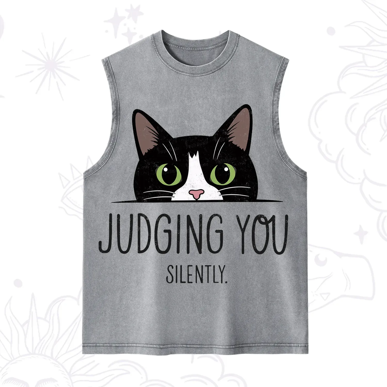 Purplehecate Cute Cat Judging You Silently Washed Tank