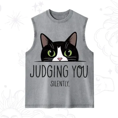 Purplehecate Cute Cat Judging You Silently Washed Tank