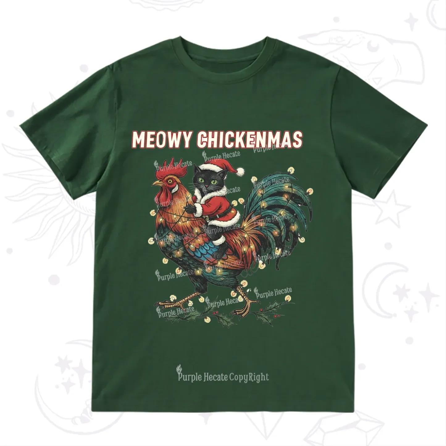Purplehecate Meowy Chickenmas Christmas T-Shirt