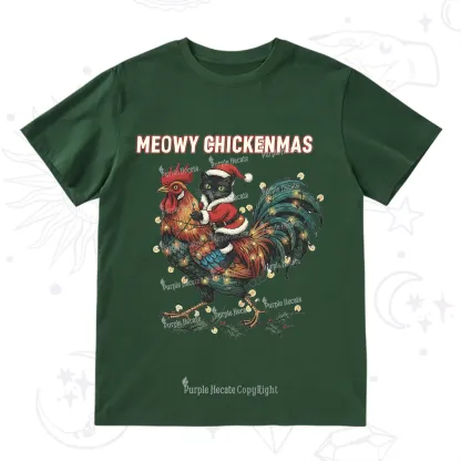 Purplehecate Meowy Chickenmas Christmas T-Shirt