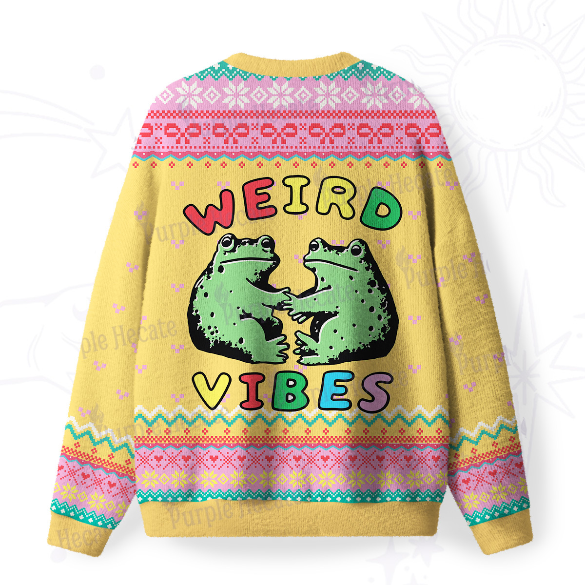 Purplehecate Weird Frog Vibes Fuzzy Ugly Sweatshirt