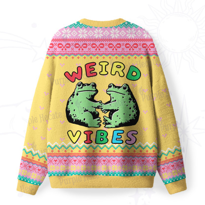 Purplehecate Weird Frog Vibes Fuzzy Ugly Sweatshirt
