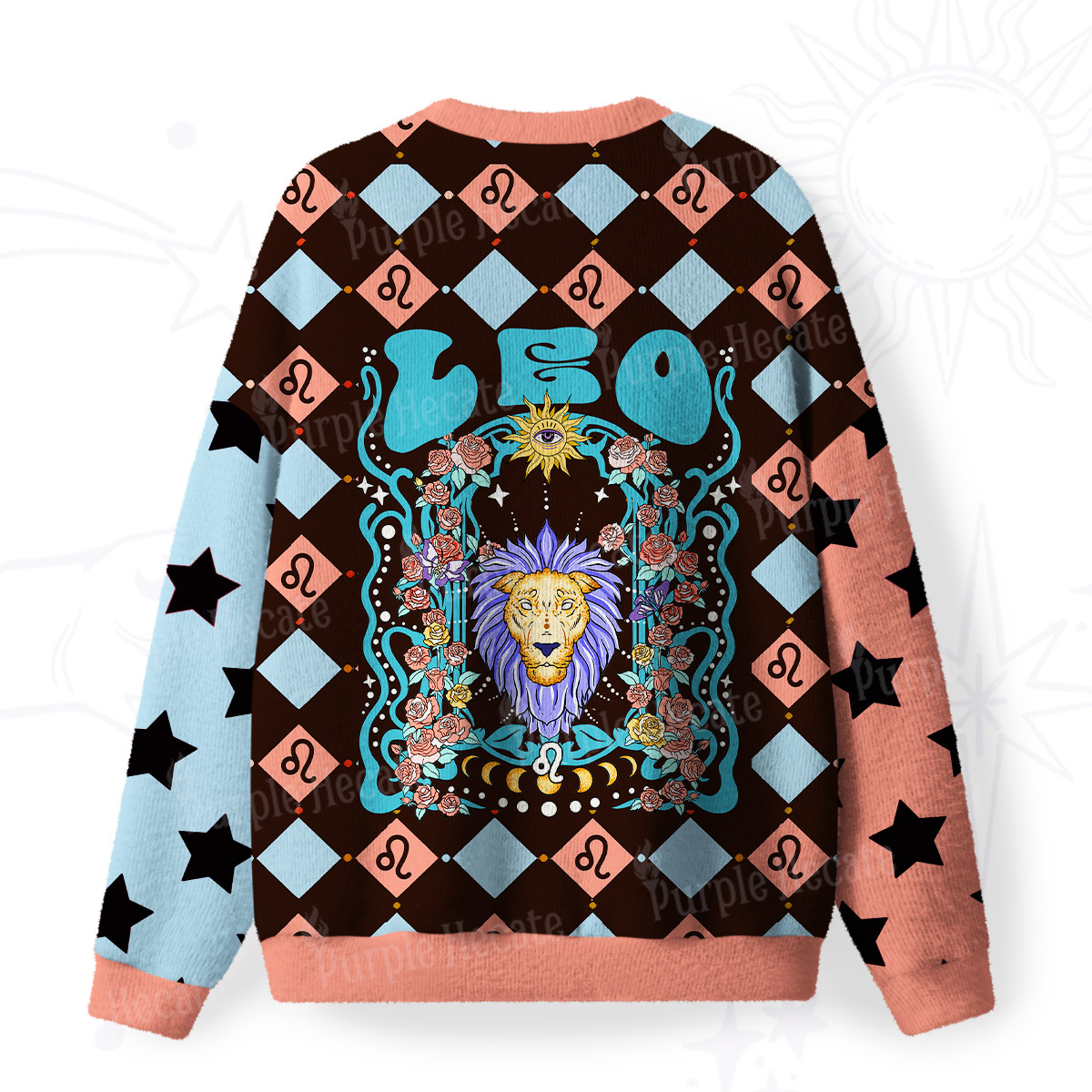 Purplehecate Leo Spirit Zodiac Fuzzy Ugly Sweatshirt