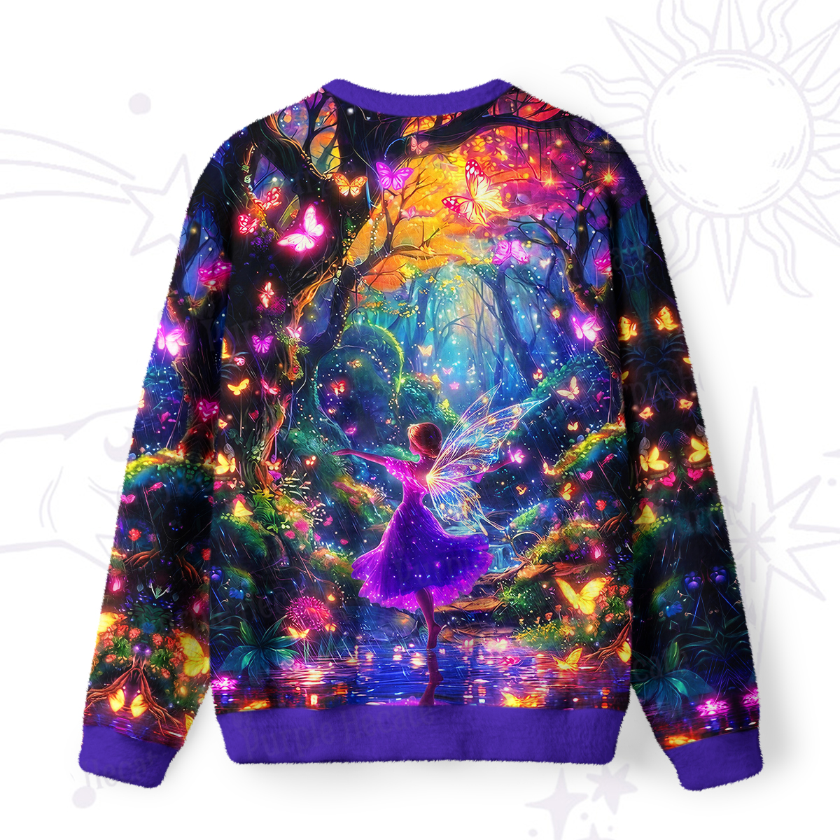 Purplehecate Enchanted Fairy Forest Fuzzy Ugly Sweatshirt