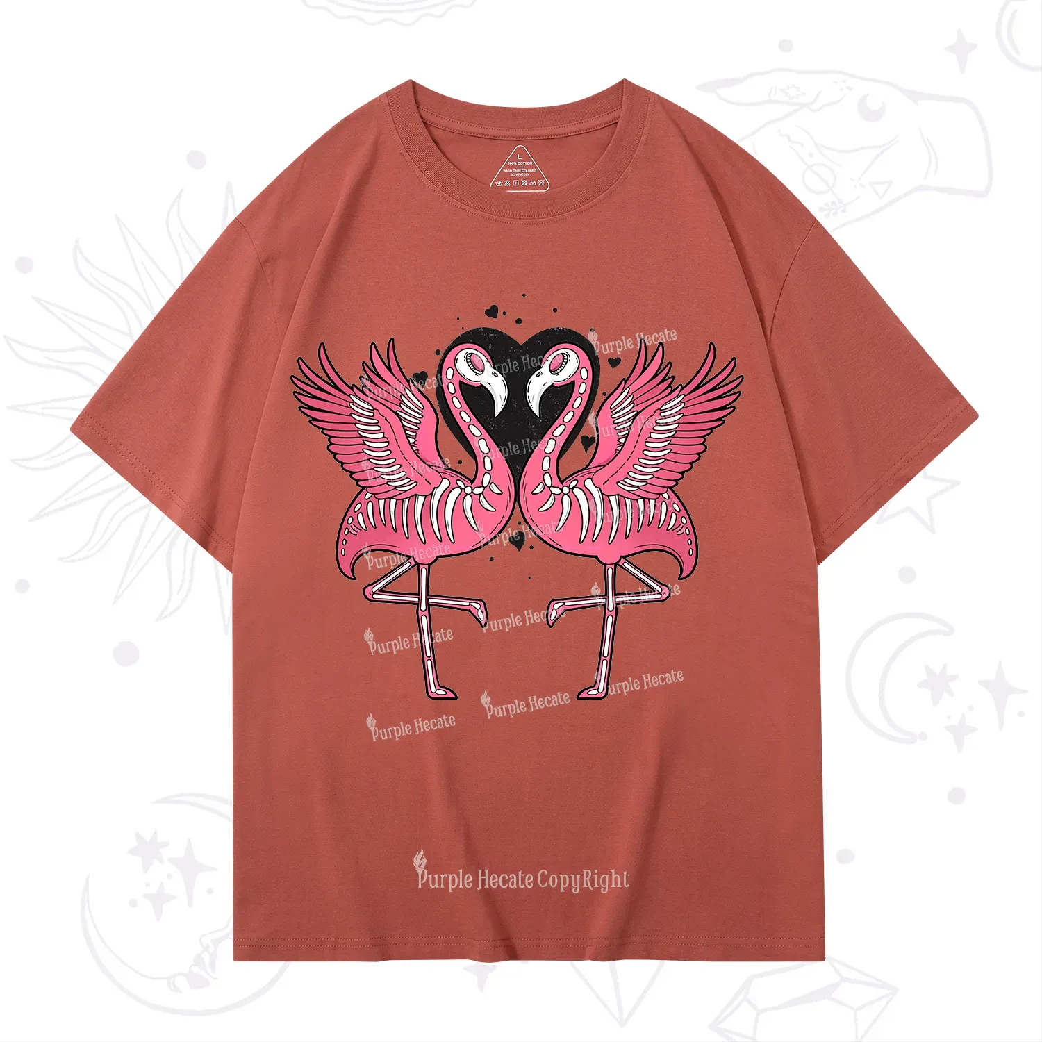 Purplehecate Witchy Pink Flamingo Skull Valentine T-Shirt