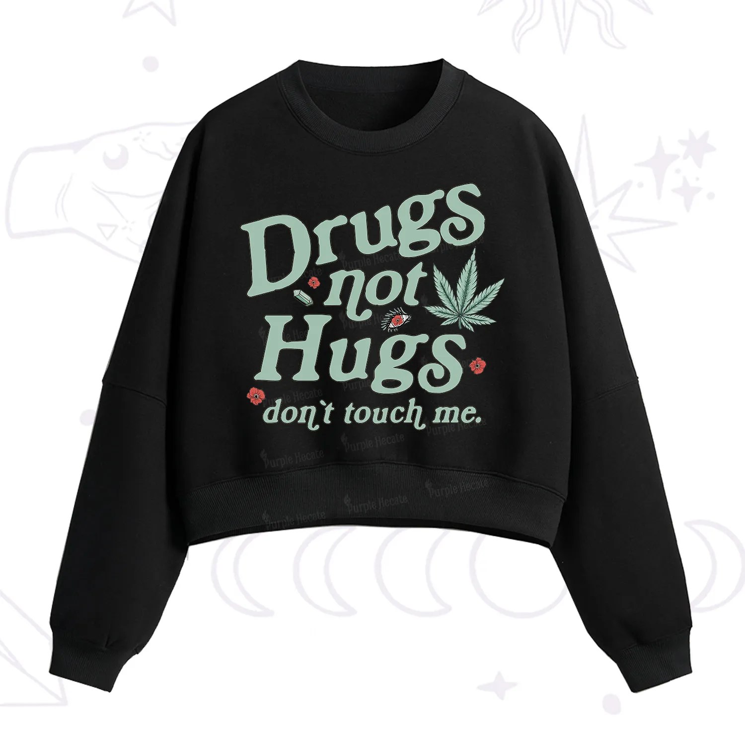 Purplehecate Sarcastic Weed Fleece Cropped Sweatshirt