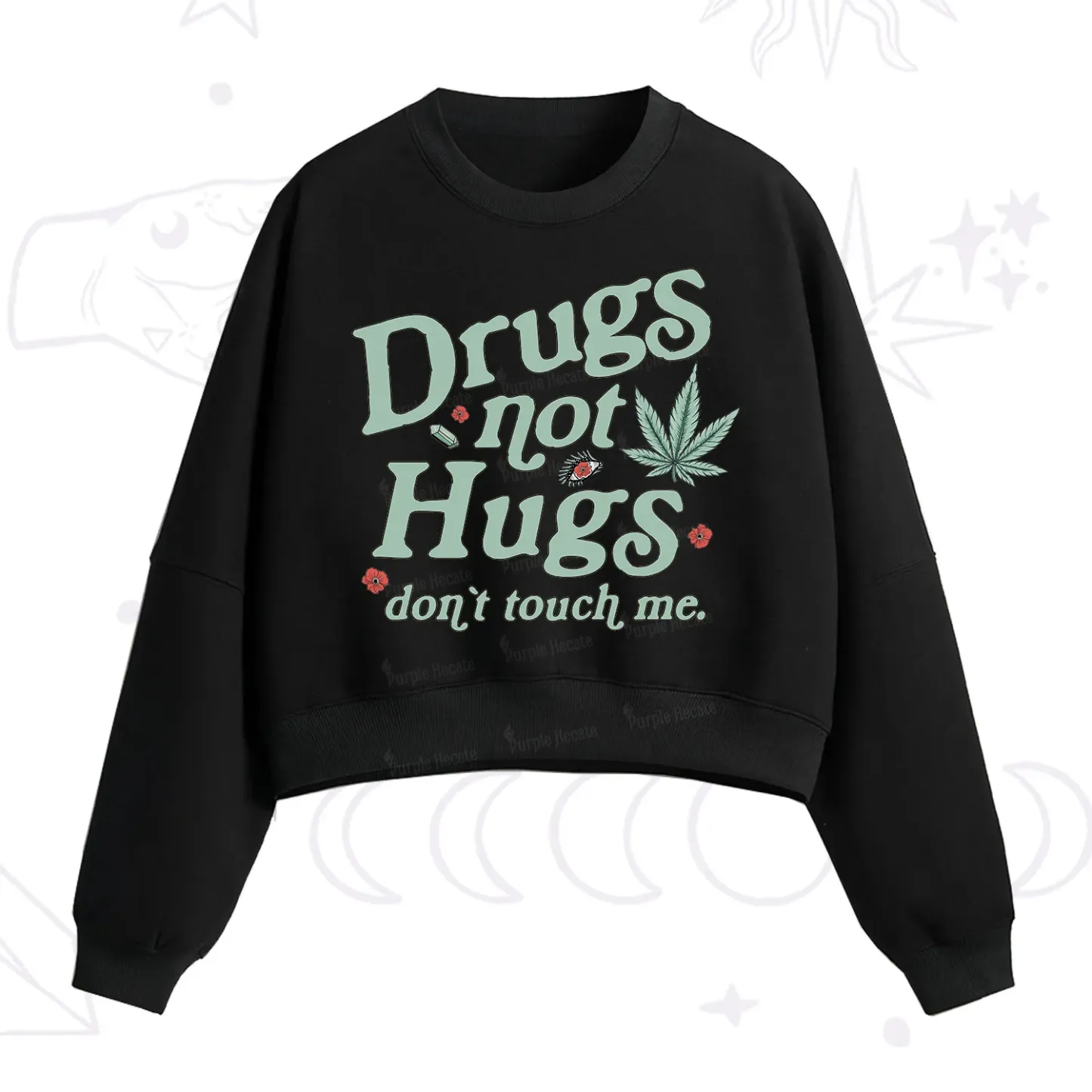 Purplehecate Sarcastic Weed Fleece Cropped Sweatshirt