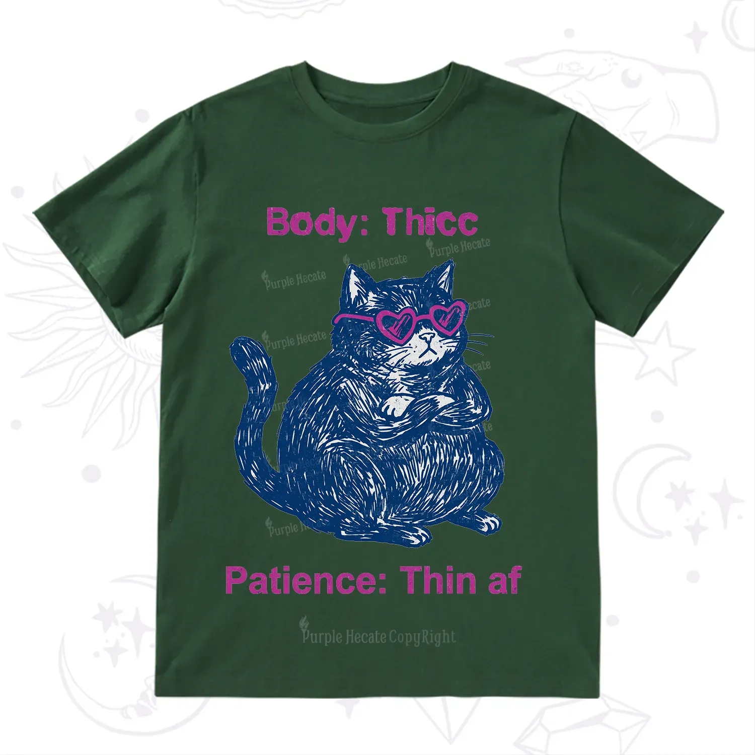 Purplehecate Body Thicc Patience Thin Af Cat T-Shirt