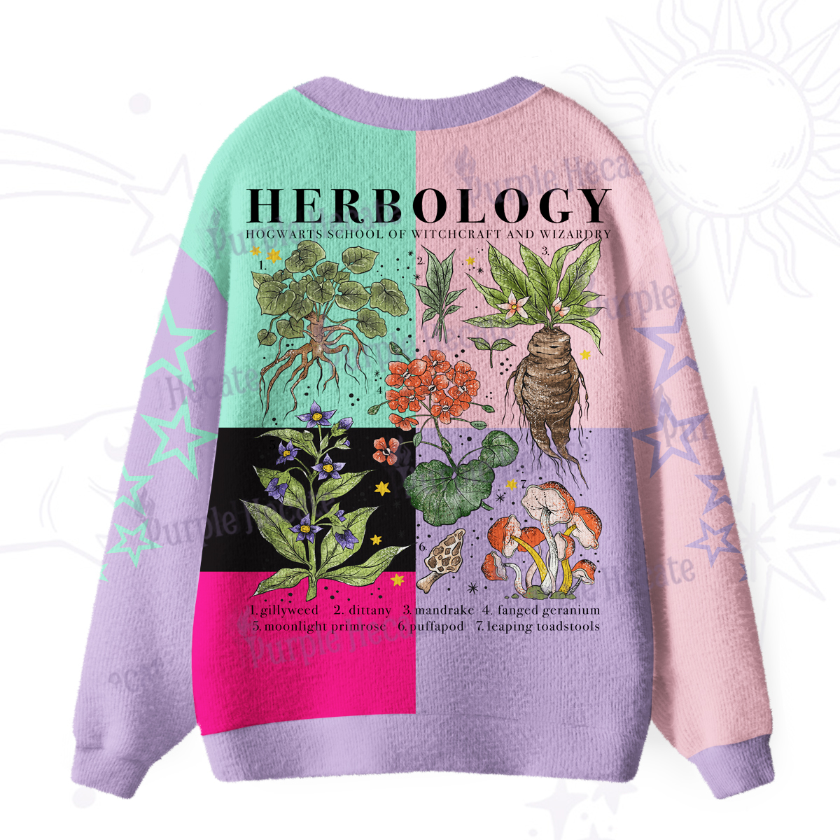 Purplehecate Magical Herbcraft Ugly Cardigan Sweaters