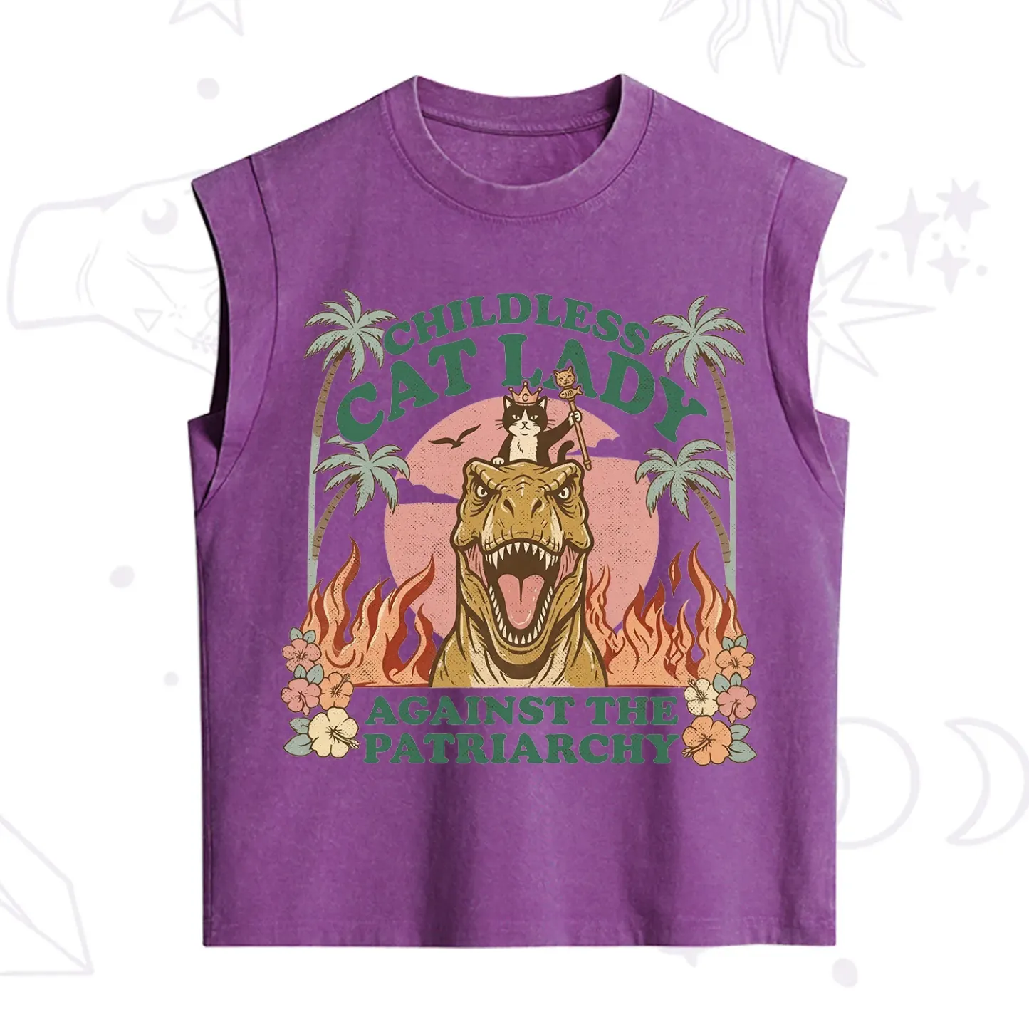 Purplehecate Childless Cat Lady Burn the Patriarchy Vintage Washed Tank