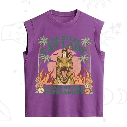 Purplehecate Childless Cat Lady Burn the Patriarchy Vintage Washed Tank