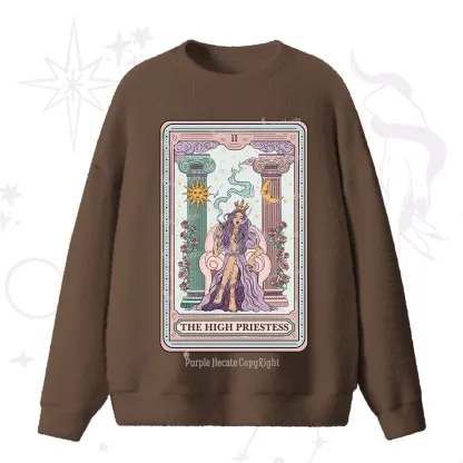 Purplehecate The High Priestess Tarot Card Fuzzy Ugly Sweater