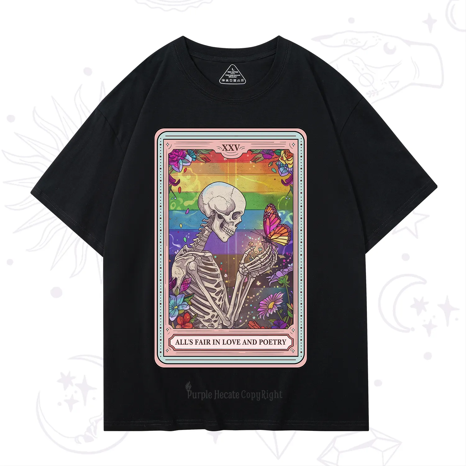Purplehecate The All's Fair in Love and Poetry Skeleton Tarot T-Shirt