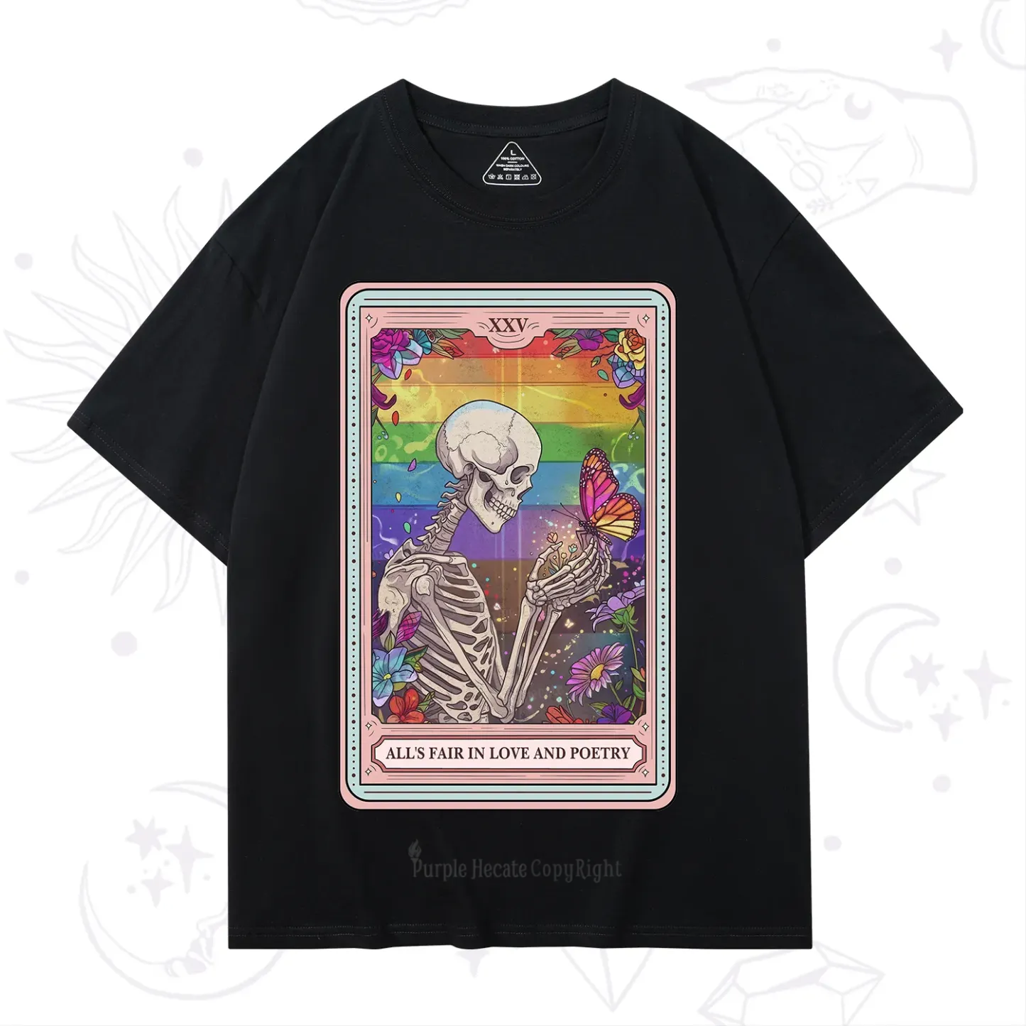 Purplehecate The All's Fair in Love and Poetry Skeleton Tarot T-Shirt