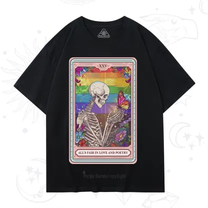 Purplehecate The All's Fair in Love and Poetry Skeleton Tarot T-Shirt