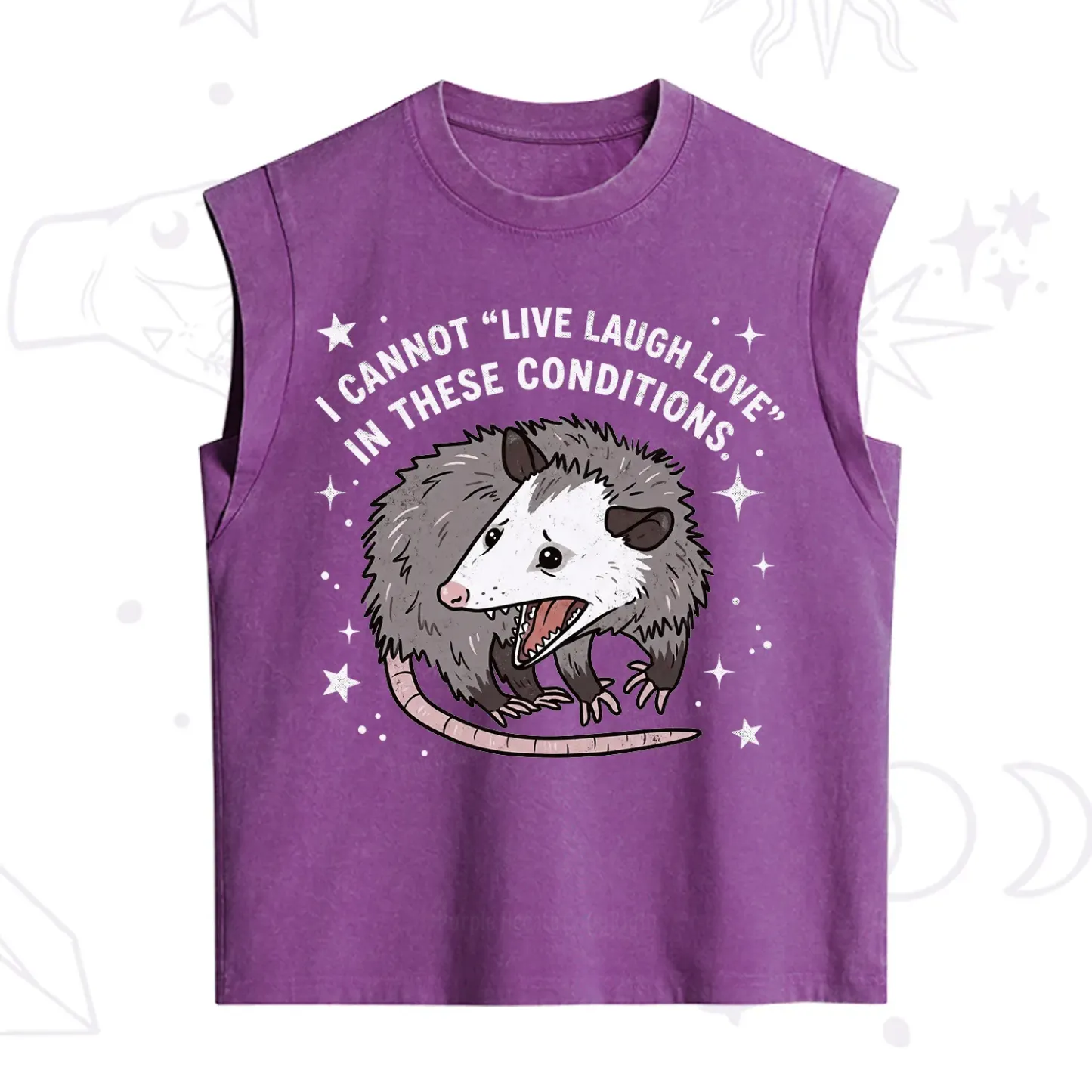 Purplehecate I Cannot Live Laugh Love Possum Vintage Washed Tank