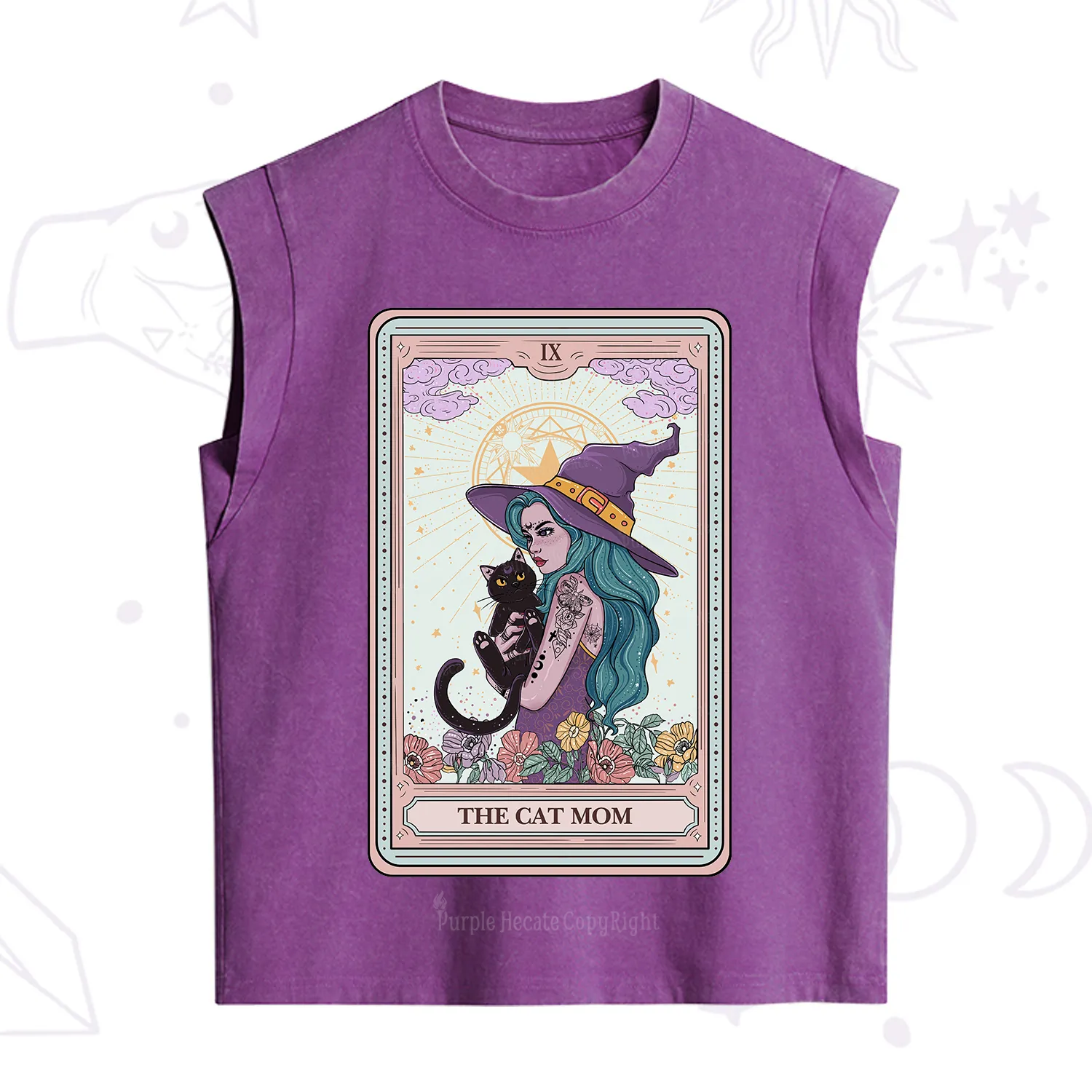 Purplehecate The Gothic Cat Mom Tarot Vintage Washed Tank