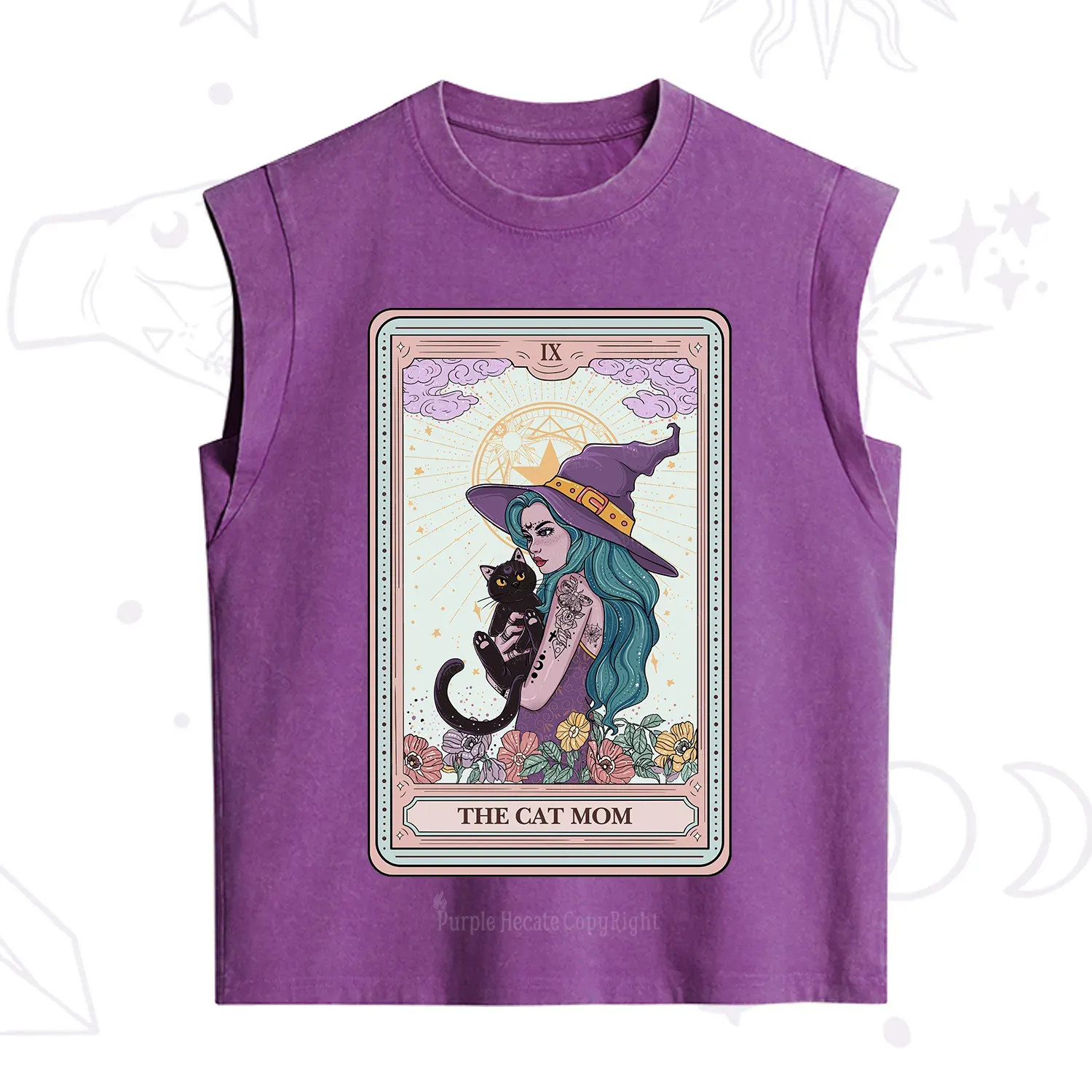 Purplehecate The Gothic Cat Mom Tarot Vintage Washed Tank