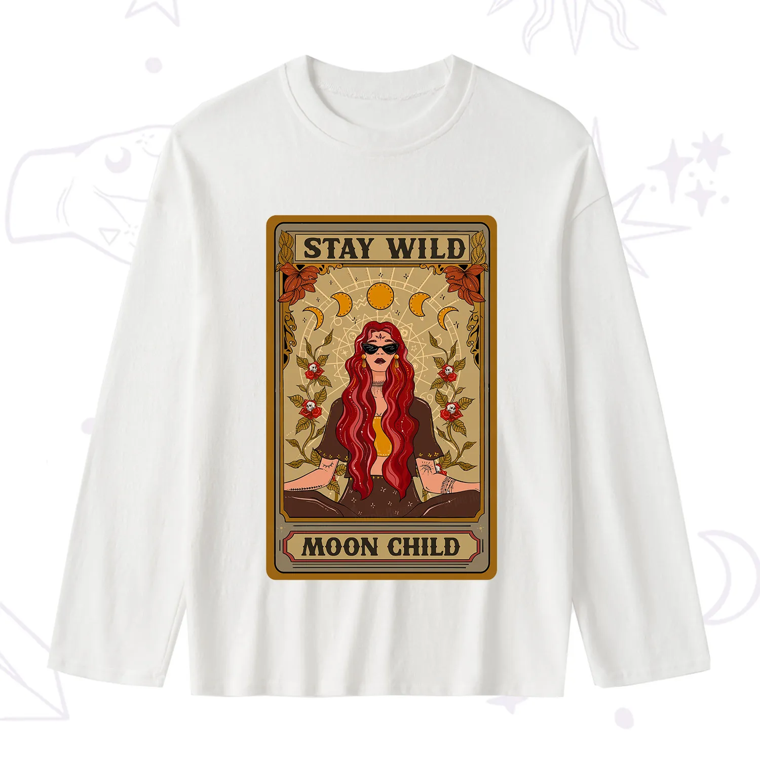 Purplehecate The Stay Wild Moon Child Oracle Card Slub Long Sleeve T-Shirt