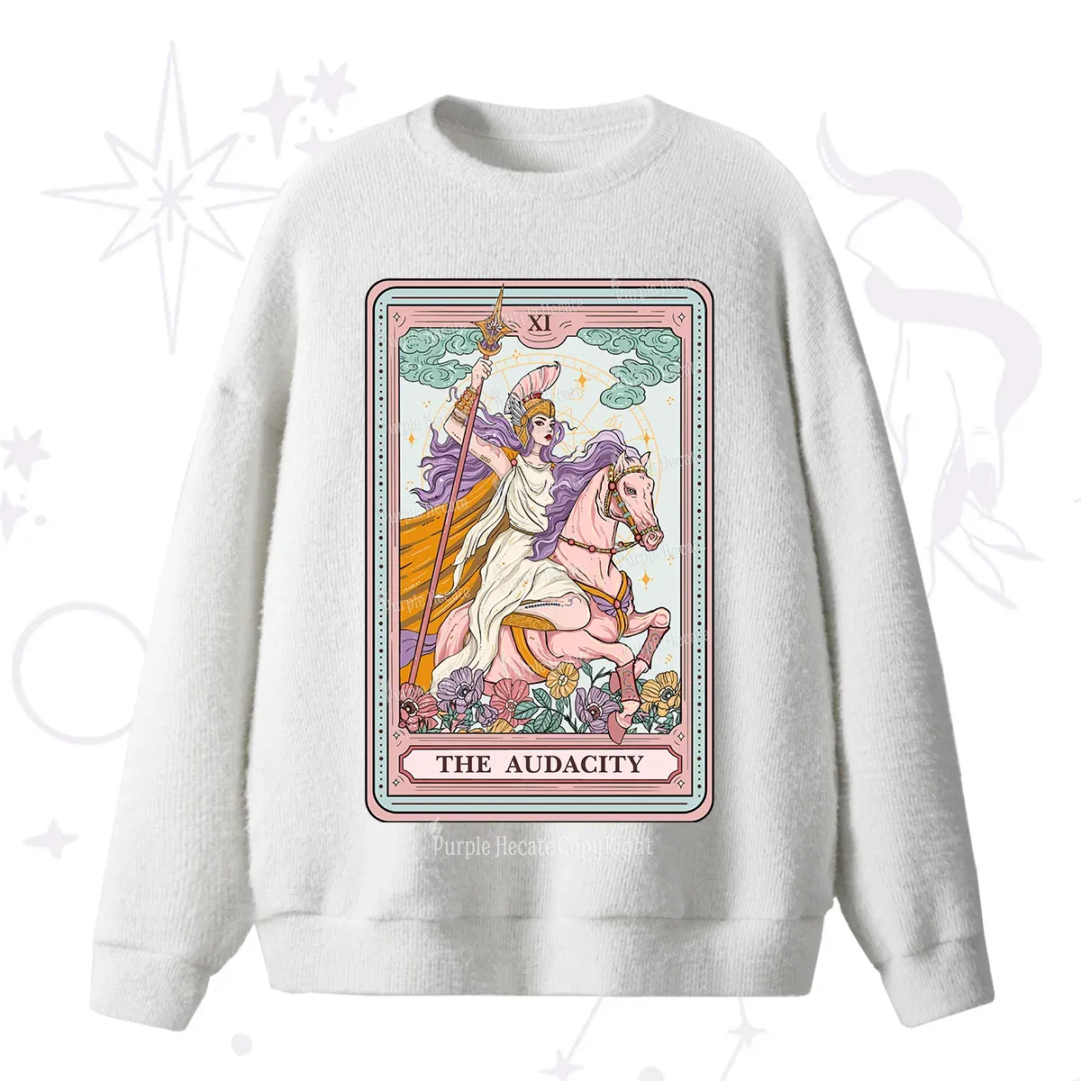 Purplehecate The Audacity Tarot Card Fuzzy Ugly Sweater