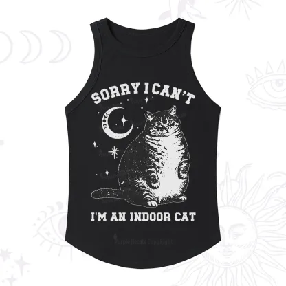 Purplehecate Sorry I Can't Go I'm an Indoor Cat Racerback Tank Top